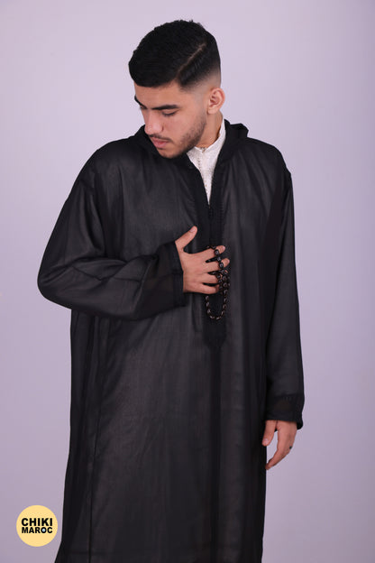 Black Transparent - Elegant Hooded Moroccan Djellaba