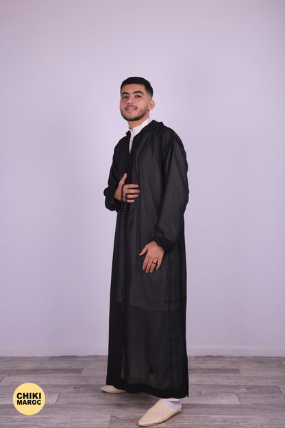 Black Transparent - Elegant Hooded Moroccan Djellaba