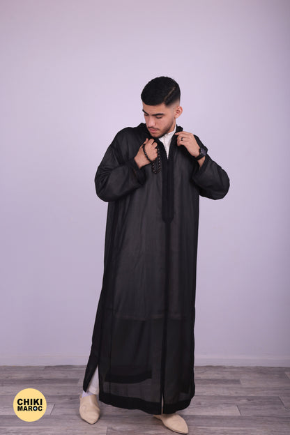 Black Transparent - Elegant Hooded Moroccan Djellaba