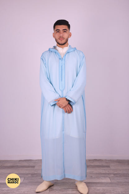 Elegant Hooded Moroccan Djellaba - Blue Baby