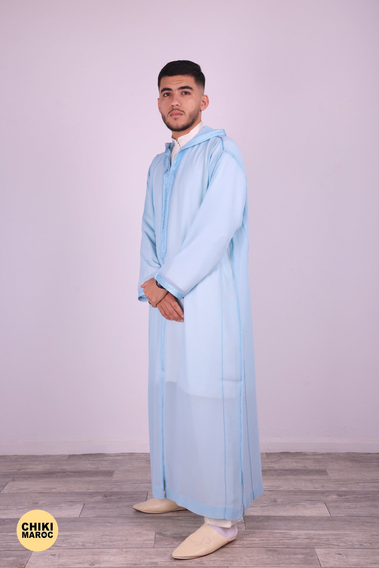 Elegant Hooded Moroccan Djellaba - Blue Baby