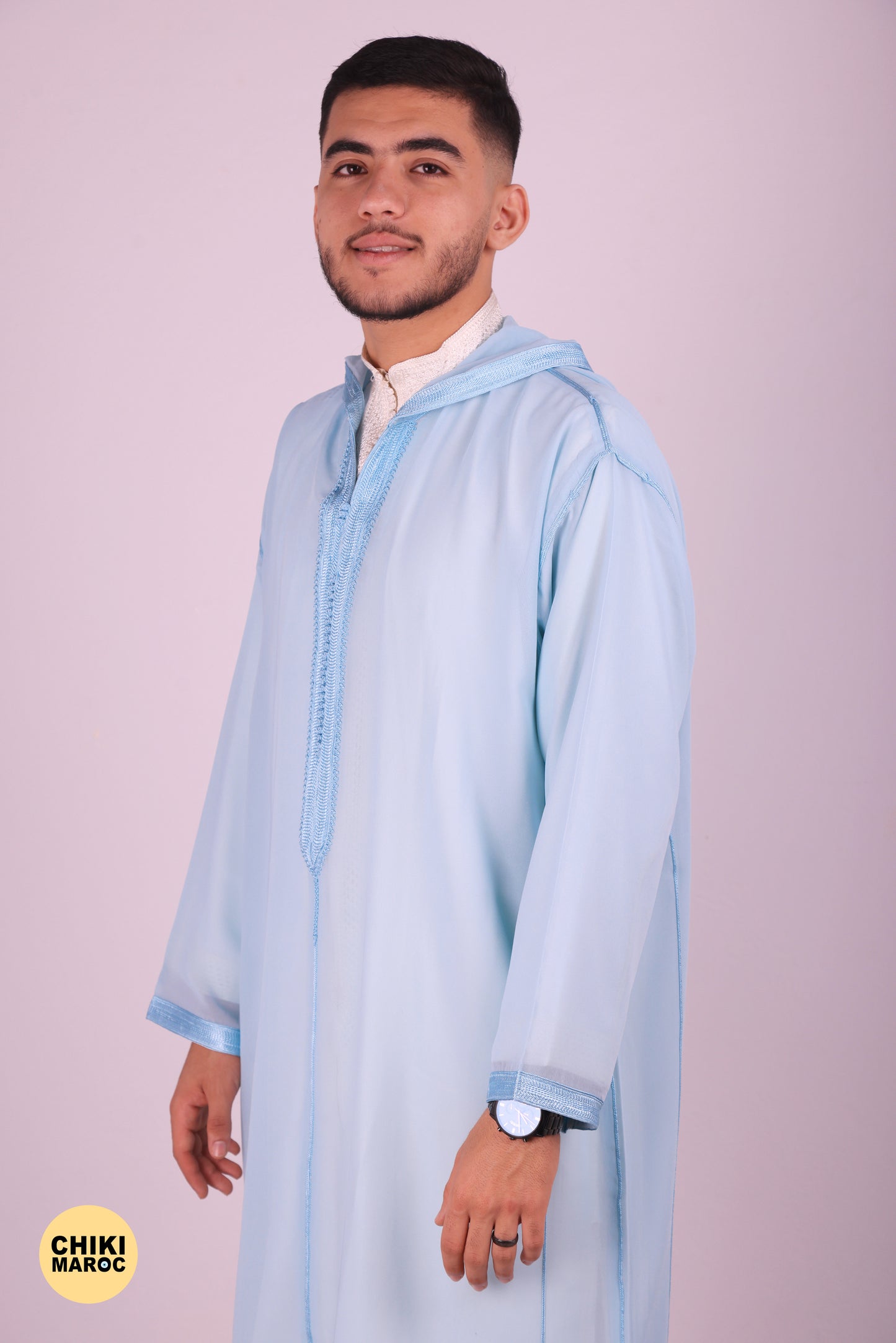 Elegant Hooded Moroccan Djellaba - Blue Baby