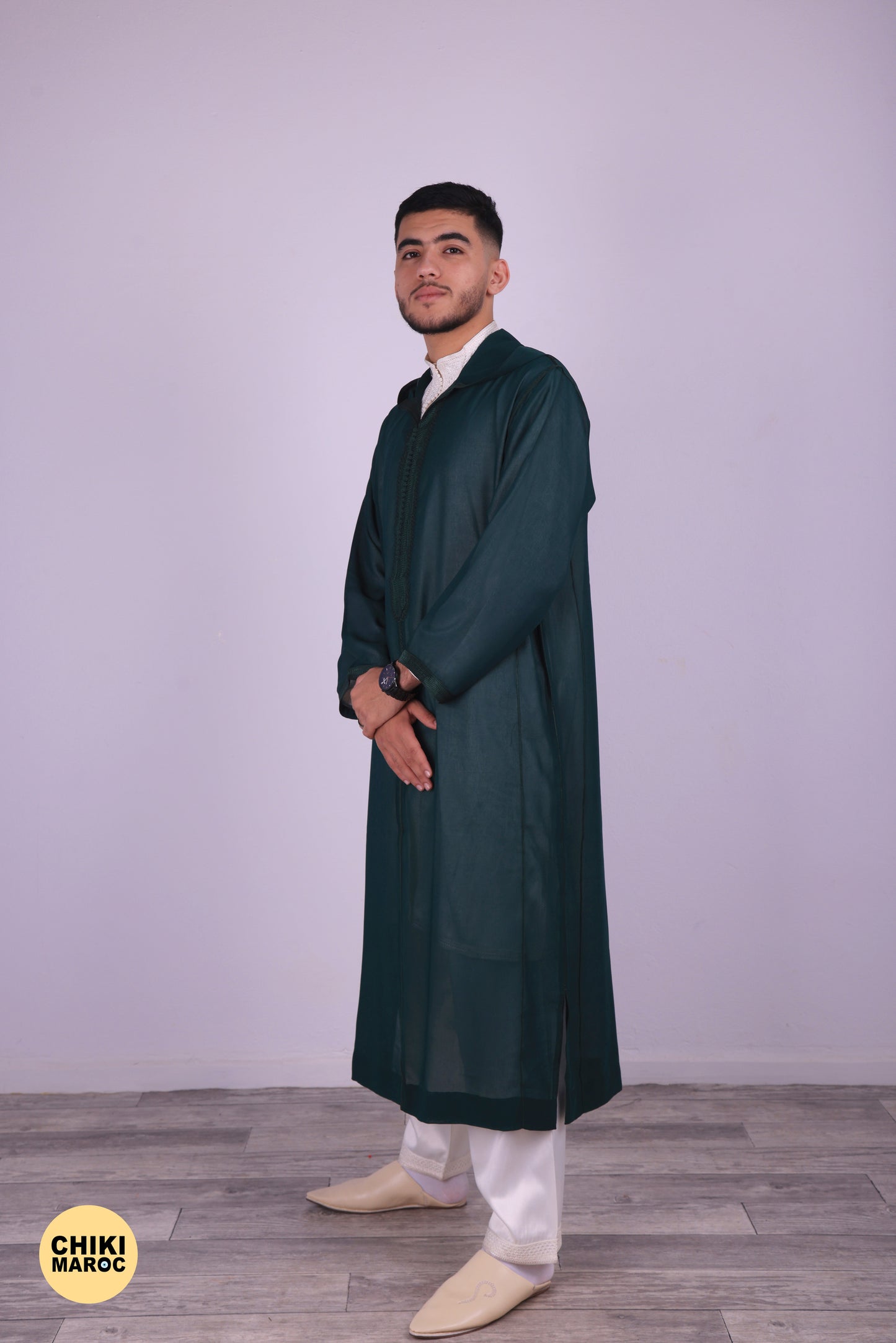 Green Transparent - Elegant Hooded Moroccan Djellaba