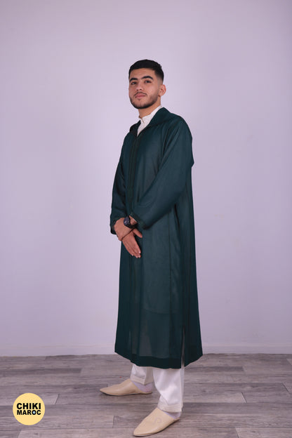 Green Transparent - Elegant Hooded Moroccan Djellaba