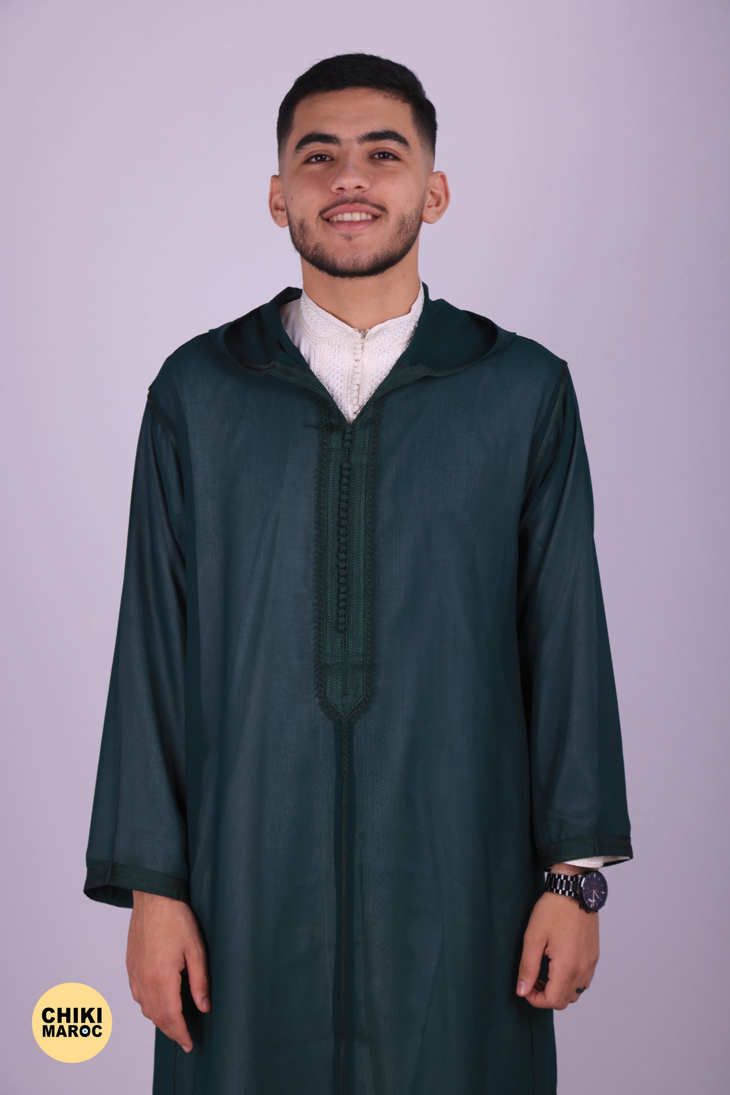 Green Transparent - Elegant Hooded Moroccan Djellaba