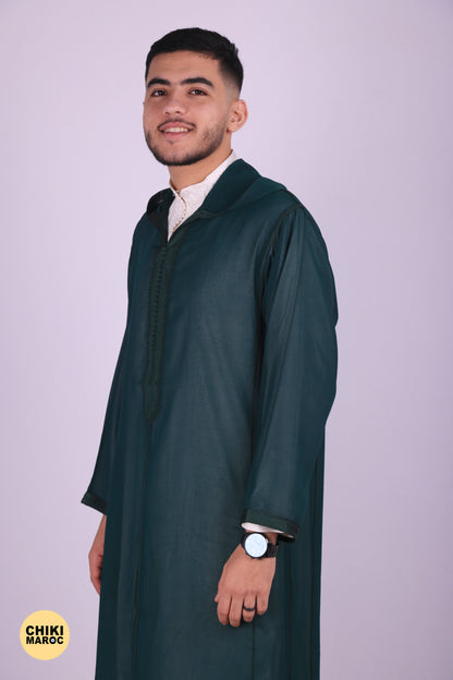 Green Transparent - Elegant Hooded Moroccan Djellaba