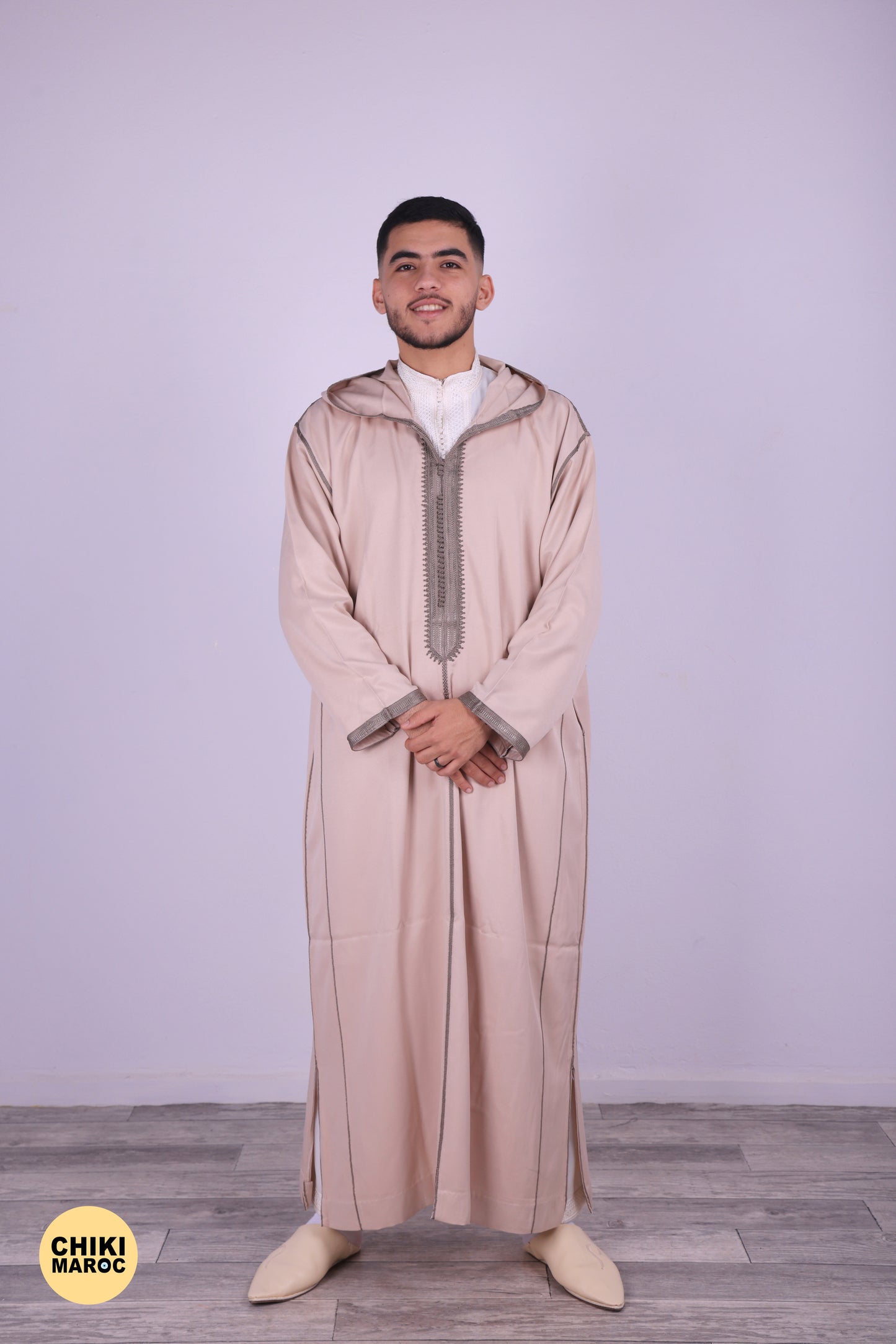 Elegant Hooded Moroccan Djellaba - Beige