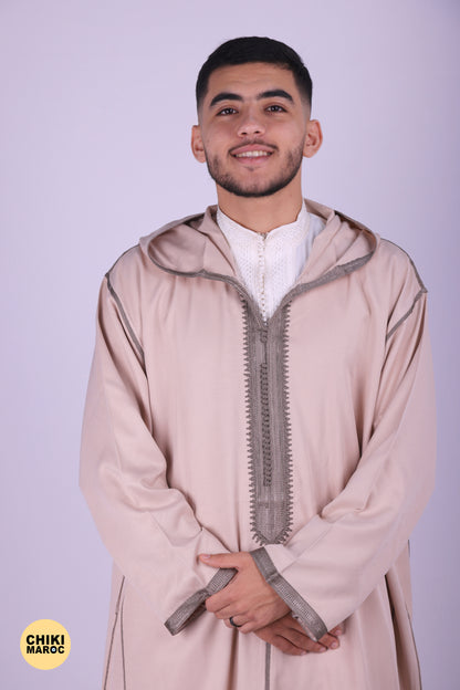 Elegant Hooded Moroccan Djellaba - Beige