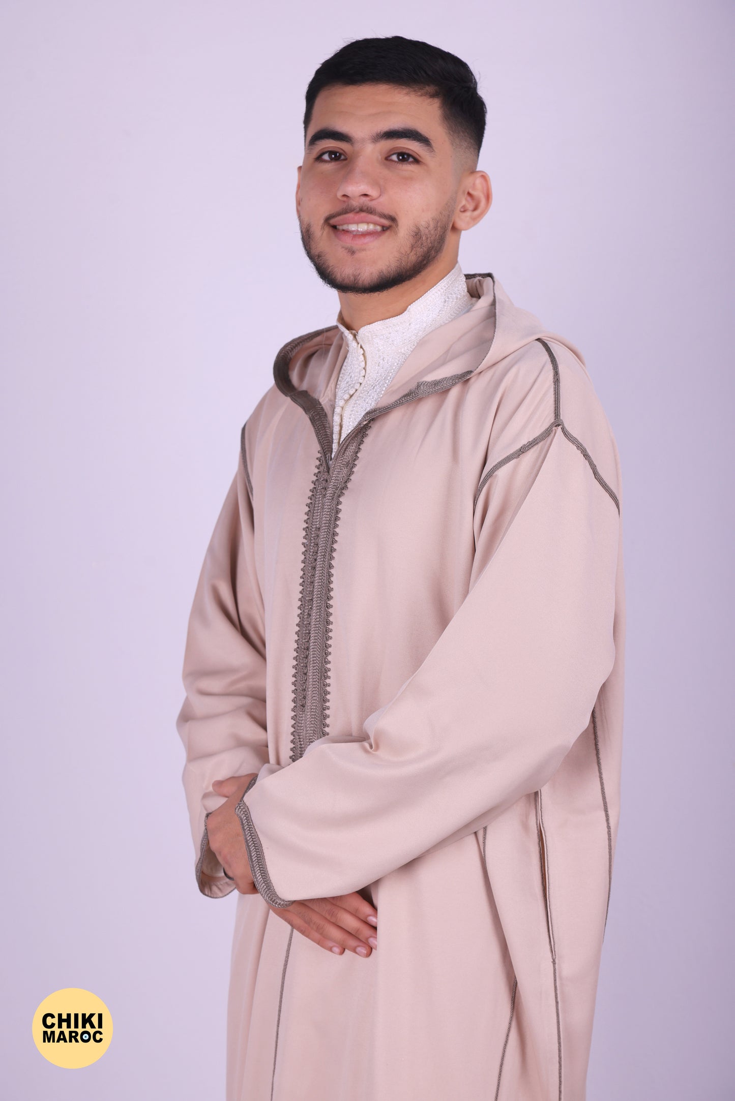 Elegant Hooded Moroccan Djellaba - Beige