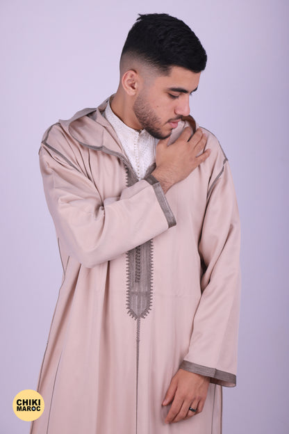 Elegant Hooded Moroccan Djellaba - Beige