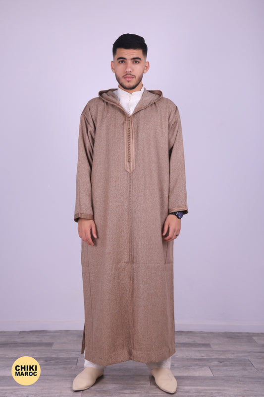 Elegant Hooded Moroccan Djellaba - Brown