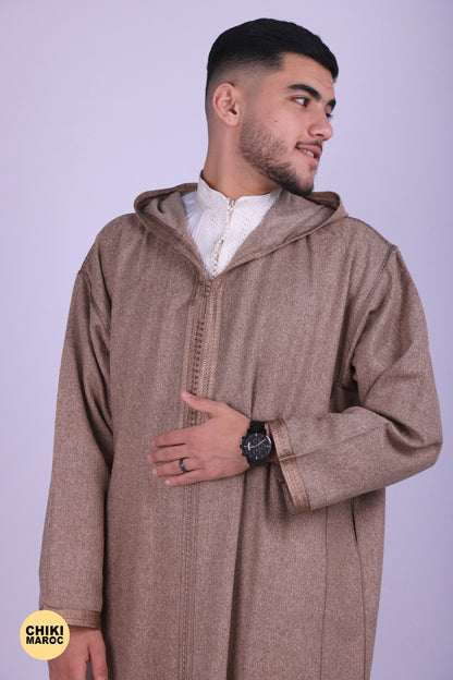 Elegant Hooded Moroccan Djellaba - Brown