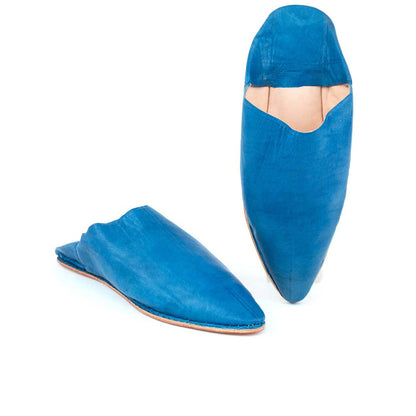 Handmade Blue Moroccan Babouche Men's Slippers – Traditional Leather Shoes from Marrakech