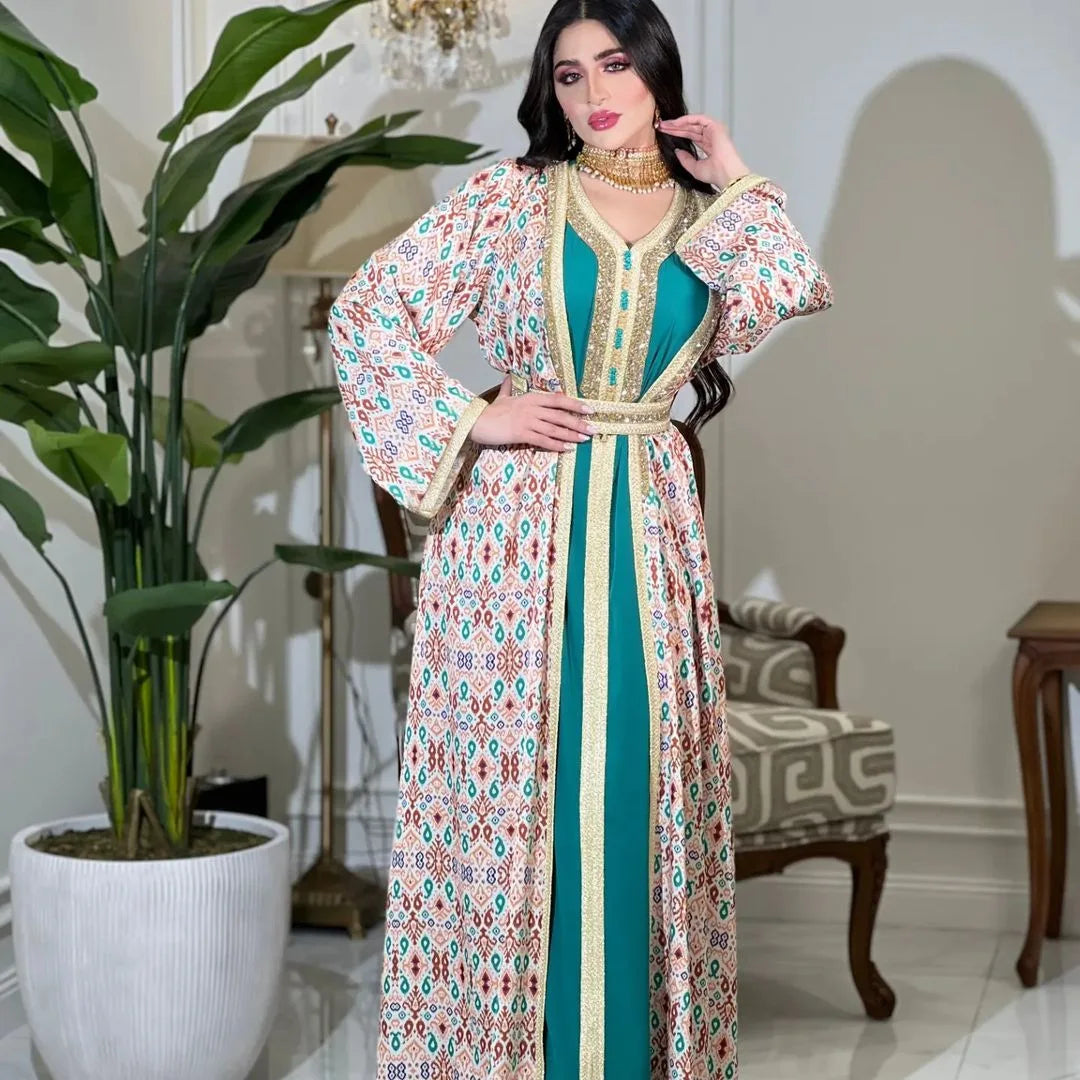 Embroidered Gown for Special Occasions, Muslim Arabic Women Wedding Dress & Takchita