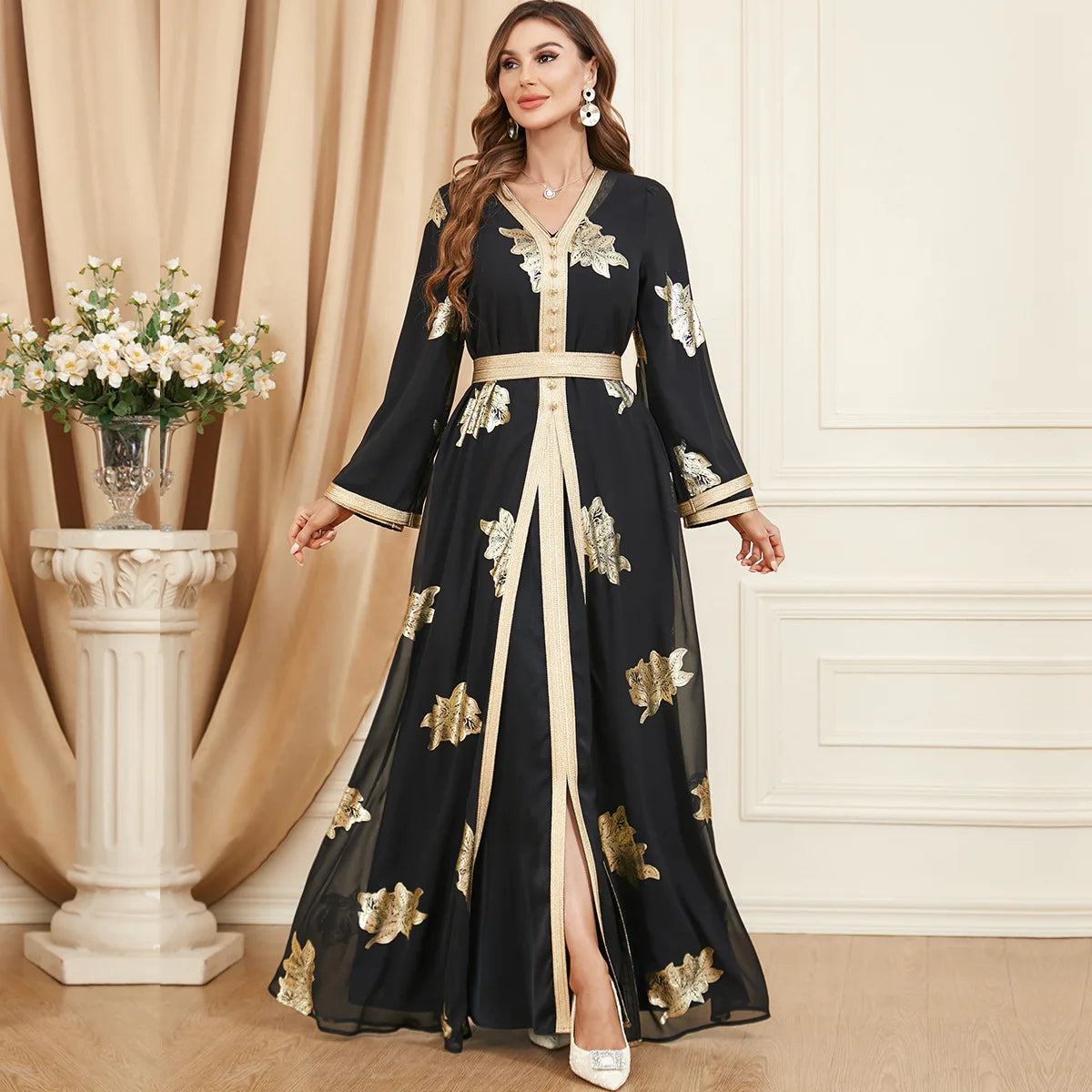 Embroidered Gown for Special Occasions, Muslim Arabic Wedding Dress for Women & Takchita