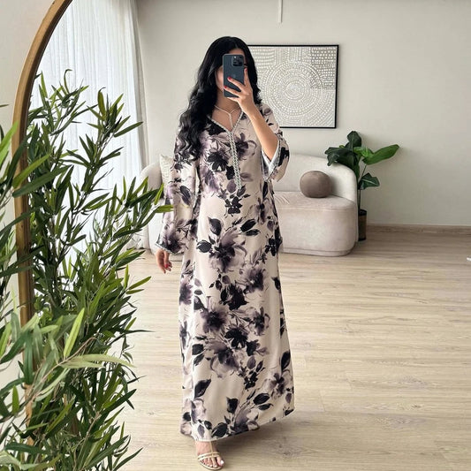 Islamic Women Printing Casual Long Dress | Traditional and Modern Abayas