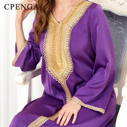 Embroidered Gown for Special Occasions, Muslim Arabic Wedding Dress for Women & Takchita