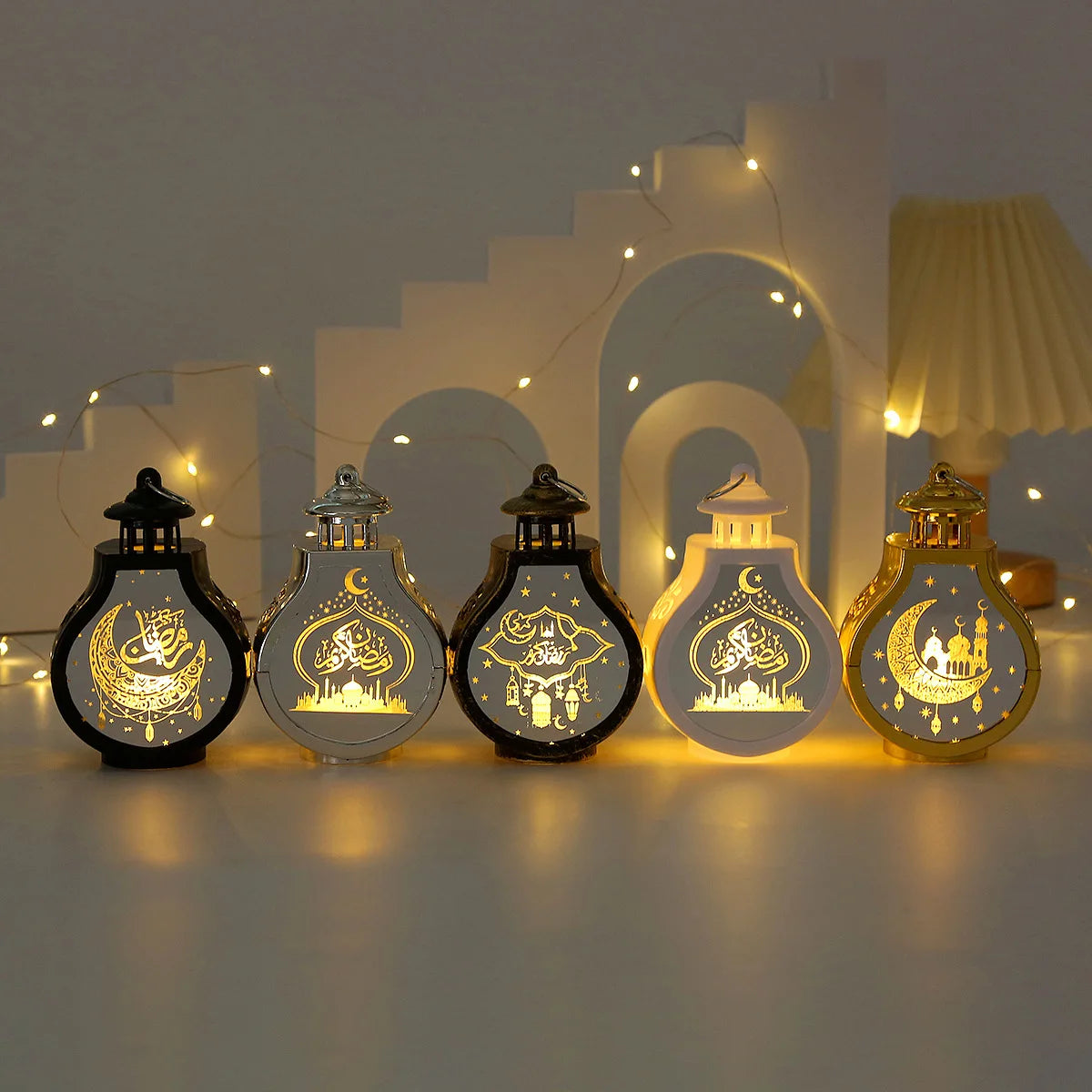 Islamic Mubarak LED Wind Lamp - Ramadan Lantern & 2024 Eid Party Decor