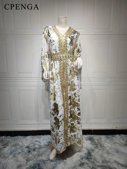 Embroidered Gown for Special Occasions, Muslim Arabic Women Wedding Dress & Takchita