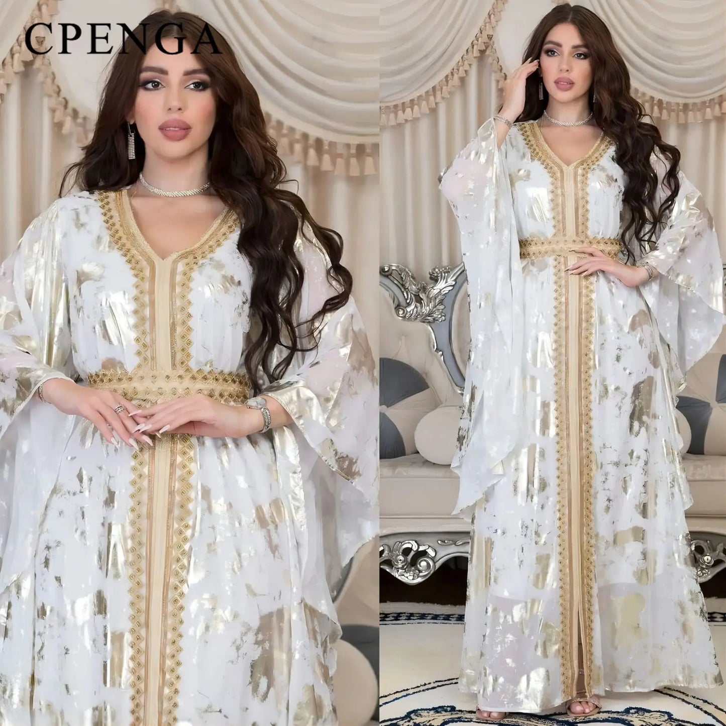 Embroidered Gown for Special Occasions, Muslim Arabic Women Wedding Dress & Takchita