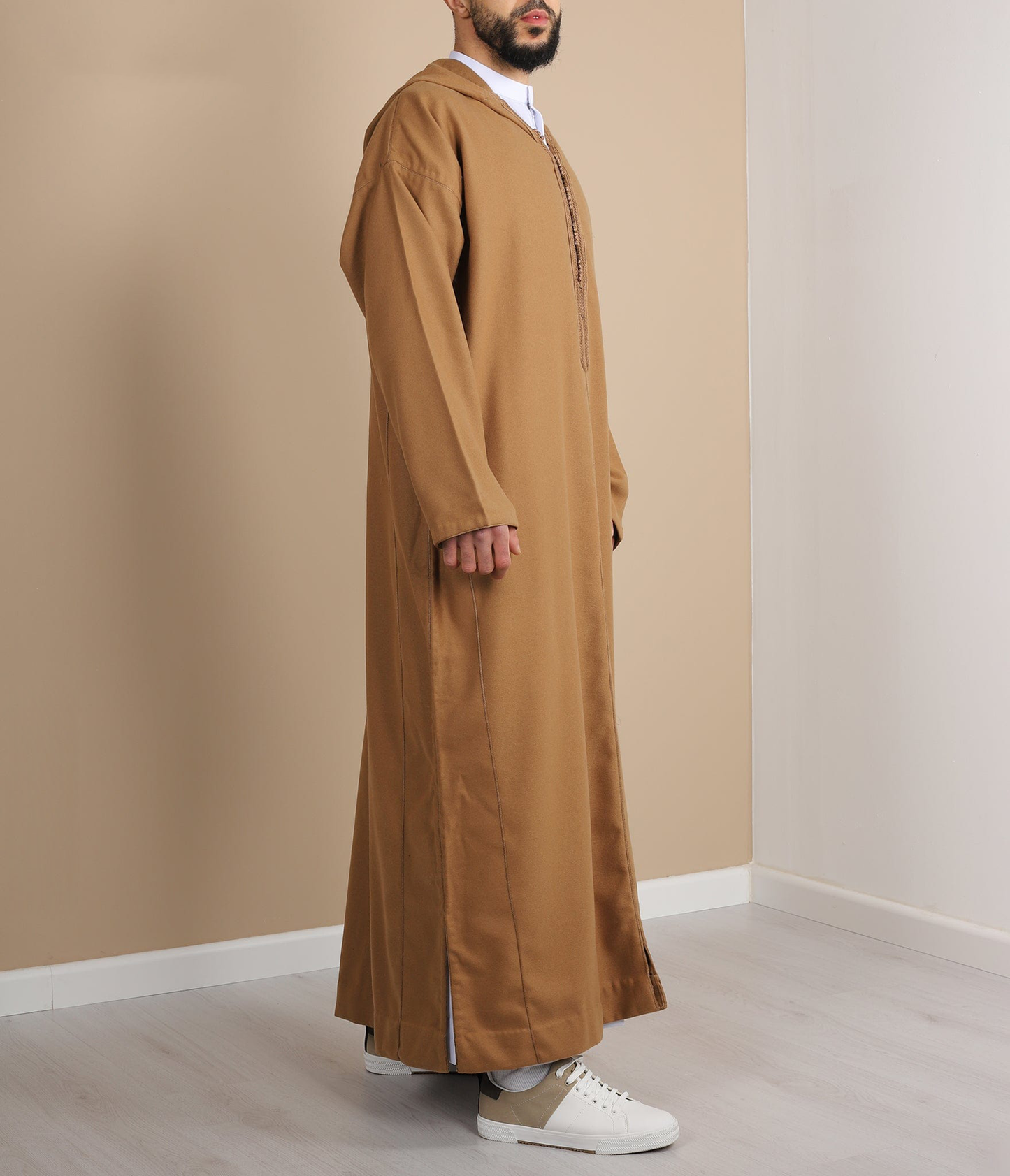 Elegant Moroccan Hooded Djellaba - Brown Moroccan Thobe