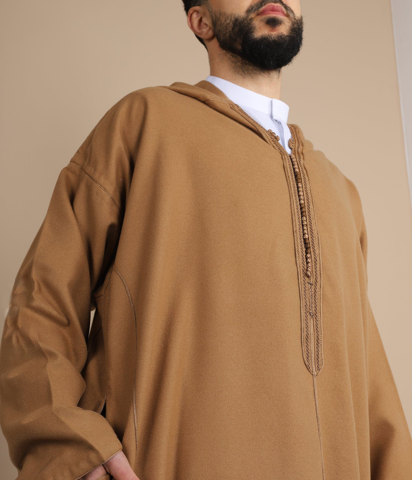 Elegant Moroccan Hooded Djellaba - Brown Moroccan Thobe