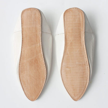 Handmade white Moroccan Babouche Men's Slippers – Traditional Leather Shoes from Marrakech